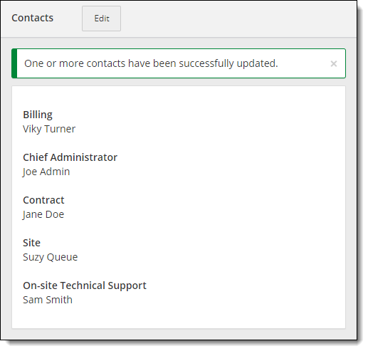 Contacts have been successfully updated.